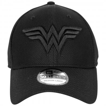 Wonder Woman Logo Black on Black Colorway New Era 39Thirty Fitted Hat